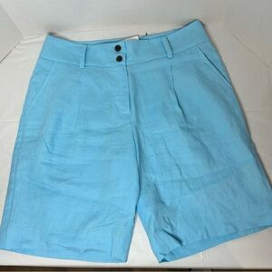 Talbots Turquoise Linen Walking Shorts Women's Size 6.  NWT